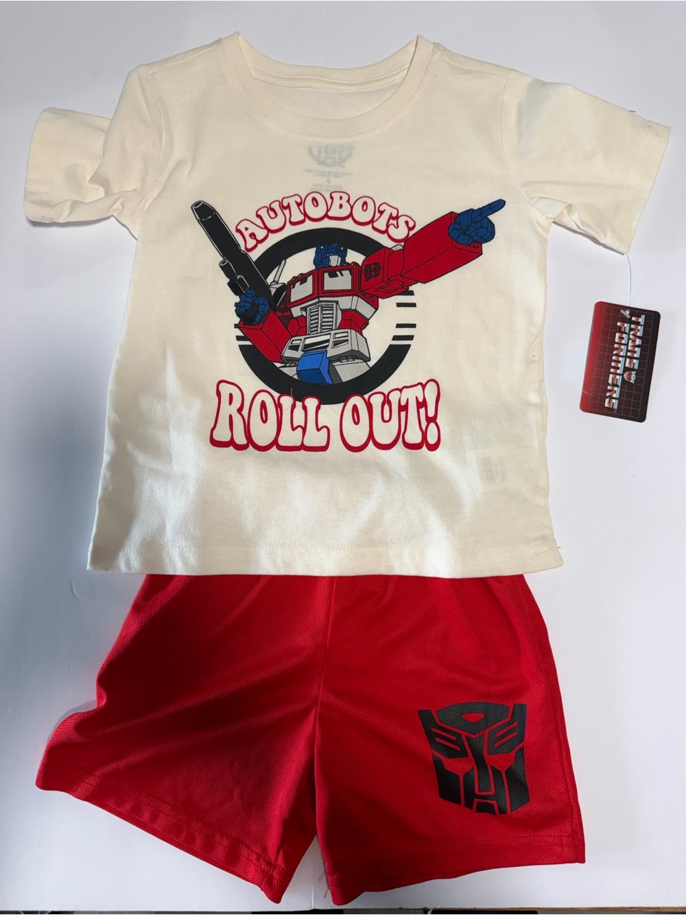 Hasbro Cream Boys Shirt with Black Transformers Logo